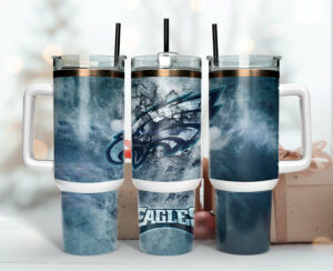 Stylish Eagles Tumbler with Handle & Straw - Perfect Gift for Fans