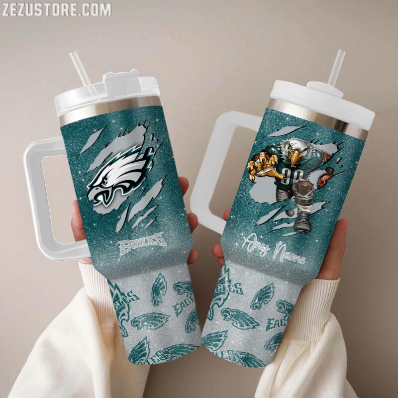 Personalized Eagles Tumbler - Custom Name Football Fan Gift