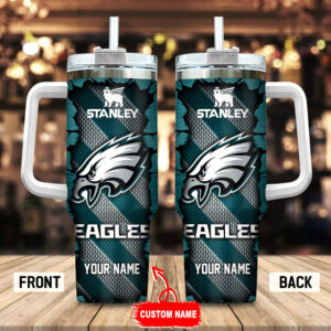 Custom Name Eagles Tumbler with Handle & Straw - Perfect Gift for Fans