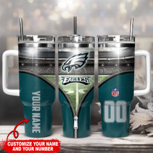 Customizable NFL Team Tumbler with Handle - Add Your Name & Number