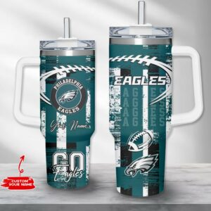Custom Philadelphia Eagles Tumbler with Handle - Personalized Fan Gift
