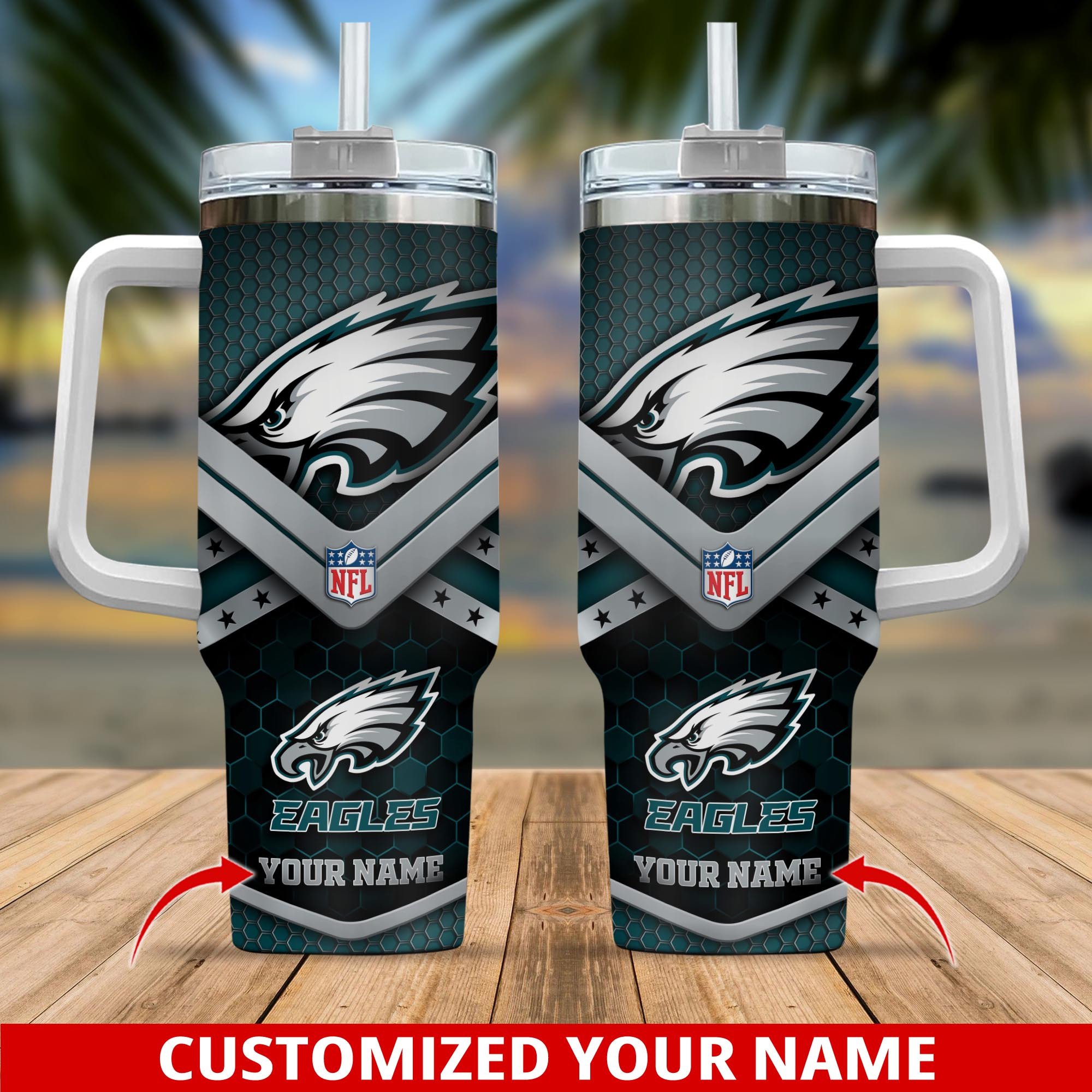 Personalized Eagles Fan Tumbler - Custom Name NFL Gift