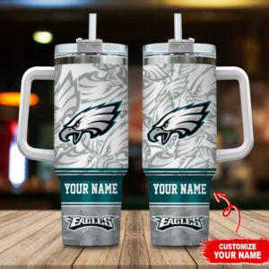 Customizable Eagles Tumbler with Handle - Personalized Fan Gift