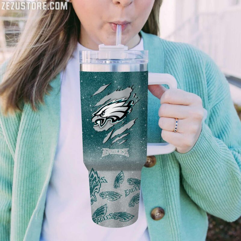 Personalized Eagles Tumbler - Custom Name Football Fan Gift - Image 2