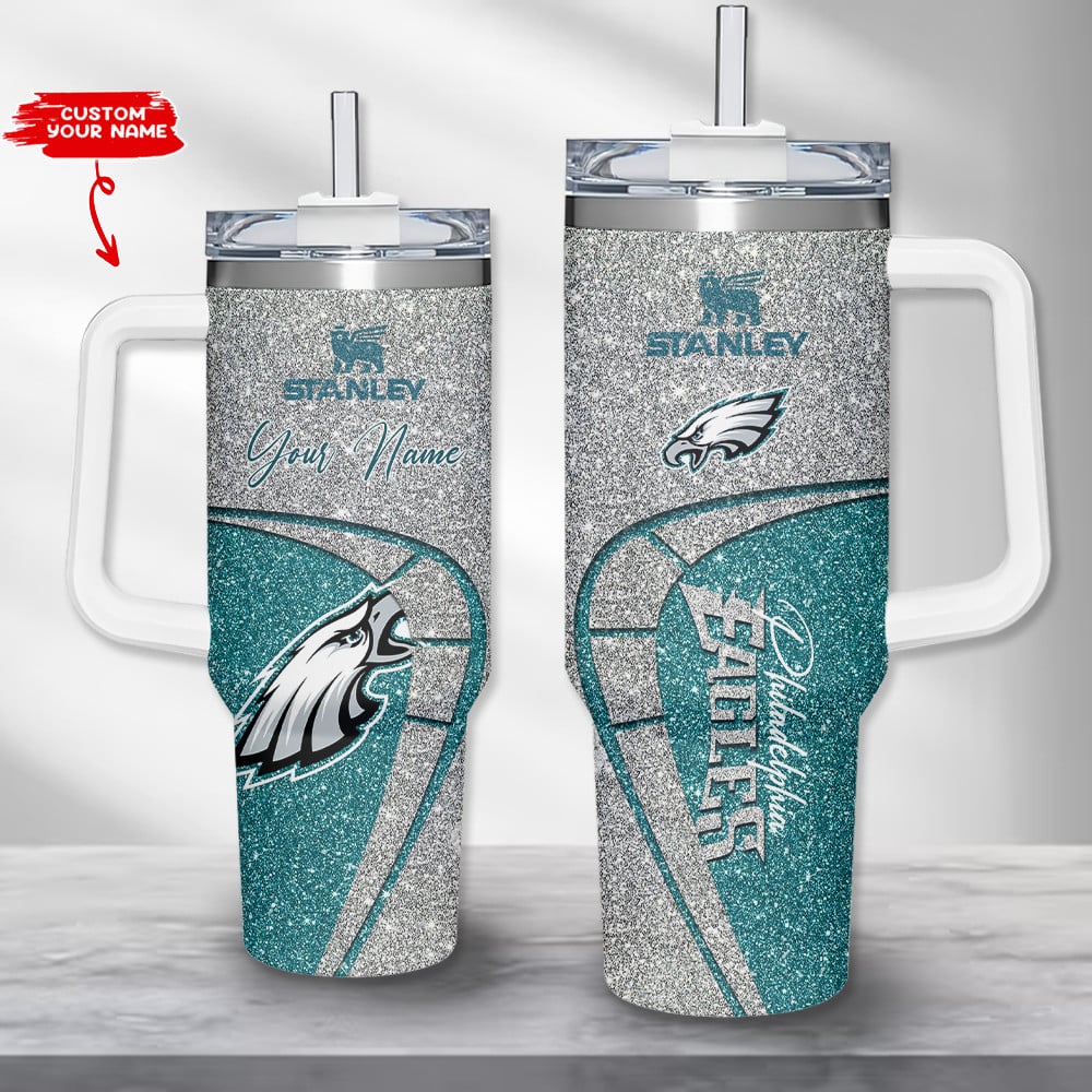 Customizable Glitter Tumbler with Handle - Personalized Sports Fan Gift