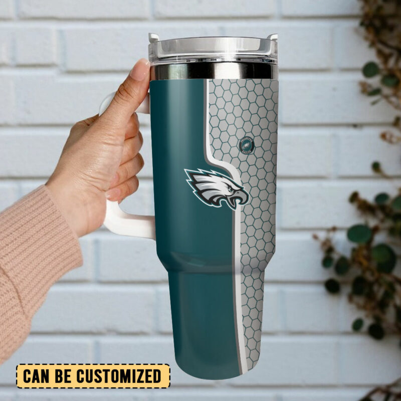 Philadelphia Eagles NFL Custom Stanley Quencher 40oz Stainless Steel Tumbler With Handle - Threewoofs - Image 3