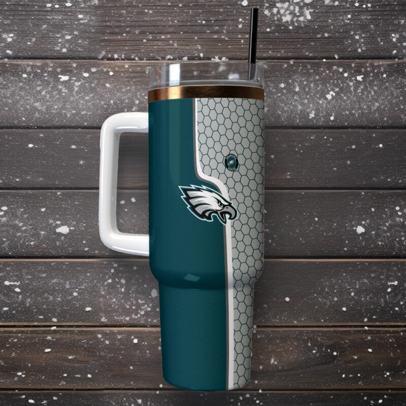 Philadelphia Eagles NFL Custom Stanley Quencher 40oz Stainless Steel Tumbler With Handle - Threewoofs - Image 2