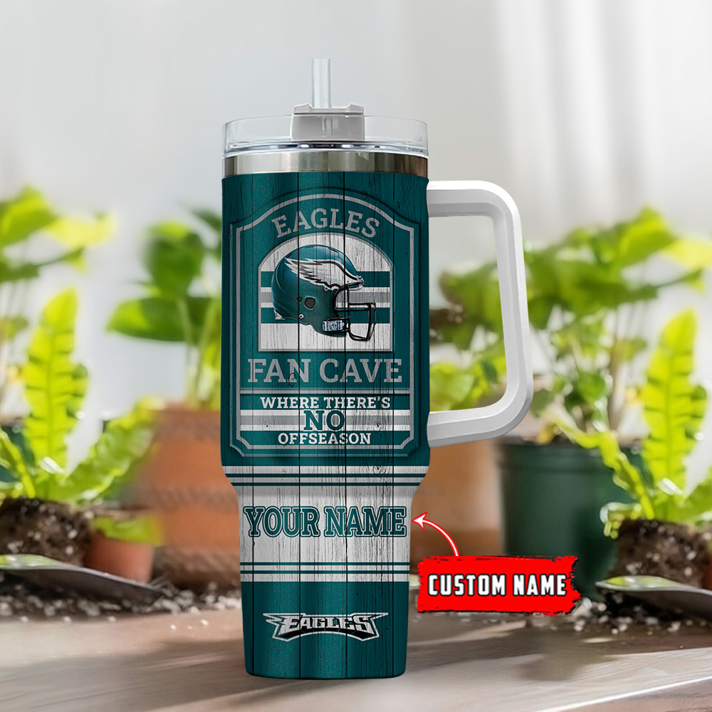 Personalized Eagles Fan Cave Tumbler - Custom Name Engraving - Image 2