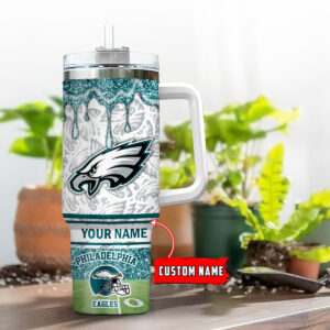Personalized Philadelphia Eagles Tumbler with Handle - Custom Name Gift