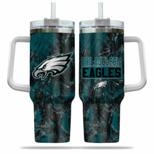 Philadelphia Eagles Camouflage Travel Mug with Handle & Straw - Show Your Team Spirit!