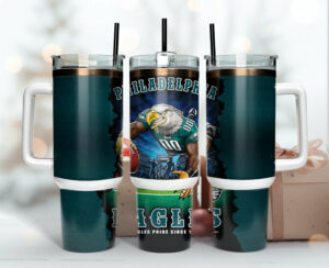 Eagles Football Tumbler - Insulated, 40oz Travel Mug with Handle | Philly Fan Gift