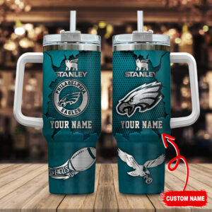Custom Philadelphia Eagles Tumbler with Handle - Personalized Fan Gift