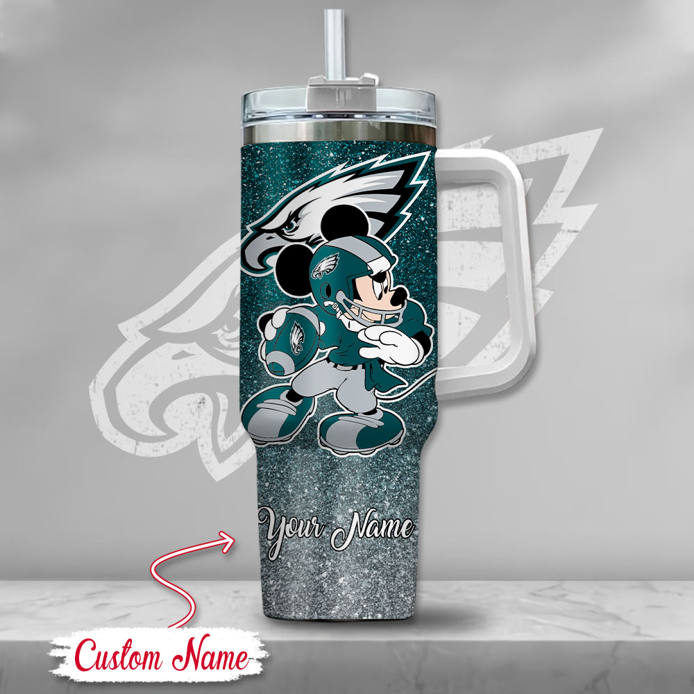Custom Name Philadelphia Eagles Mickey Tumbler - Personalized Fan Gift - Image 2