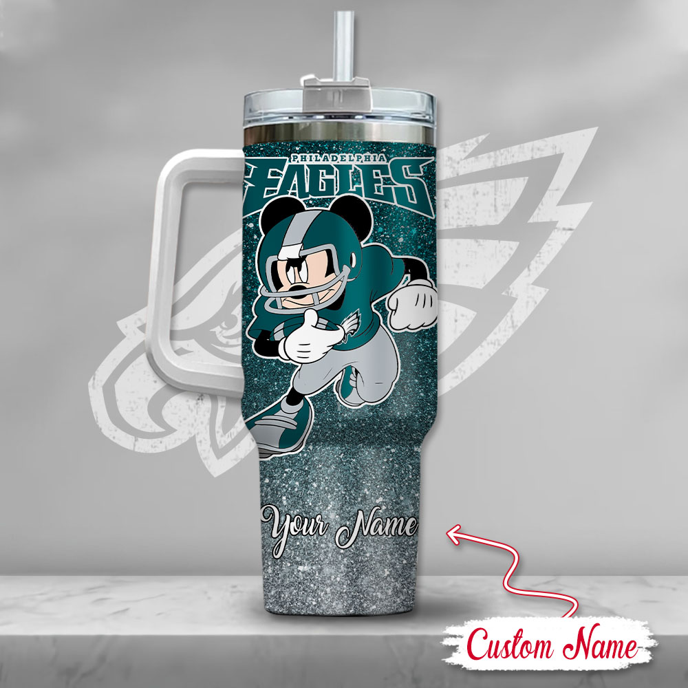 Custom Name Philadelphia Eagles Mickey Tumbler - Personalized Fan Gift - Image 3