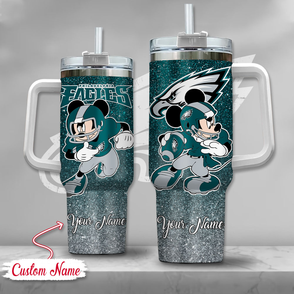 Custom Name Philadelphia Eagles Mickey Tumbler - Personalized Fan Gift
