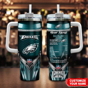 Personalized Eagles Fan Tumbler with Straw - Customized Name & Logo