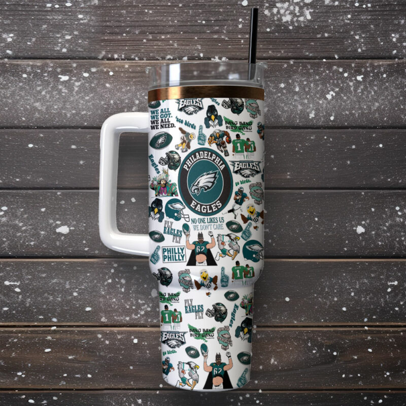 Philadelphia Eagles NFL Sports Custom Stanley Quencher 40oz Stainless Steel Tumbler With Handle - Threewoofs - Image 2