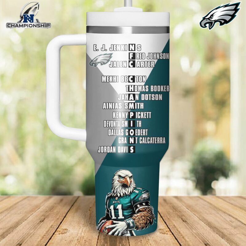 Philadelphia Eagles NFL Sports Custom Stanley Quencher 40oz Stainless Steel Tumbler With Handle - Threewoofs - Image 3