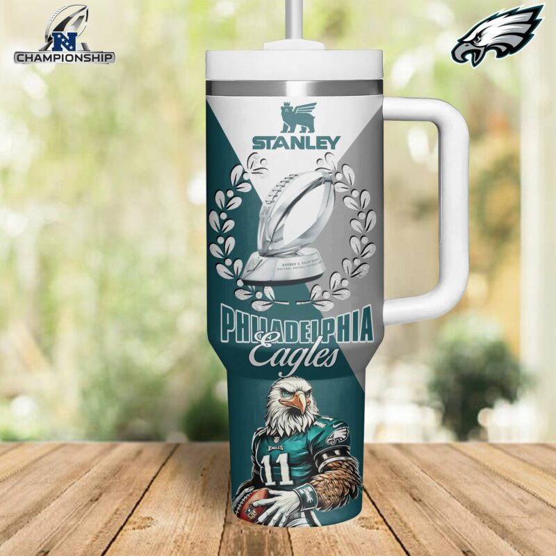 Philadelphia Eagles NFL Sports Custom Stanley Quencher 40oz Stainless Steel Tumbler With Handle - Threewoofs - Image 2