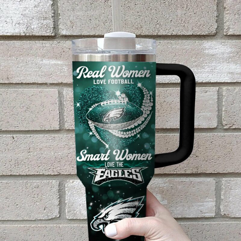 Philadelphia Eagles NFL Sports Custom Stanley Quencher 40oz Stainless Steel Tumbler With Handle - Threewoofs - Image 2