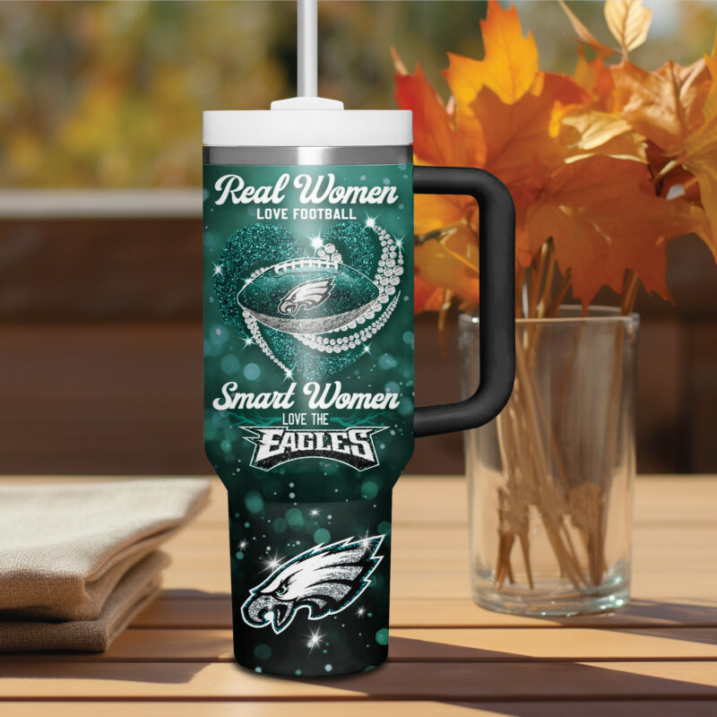 Philadelphia Eagles NFL Sports Custom Stanley Quencher 40oz Stainless Steel Tumbler With Handle - Threewoofs - Image 3