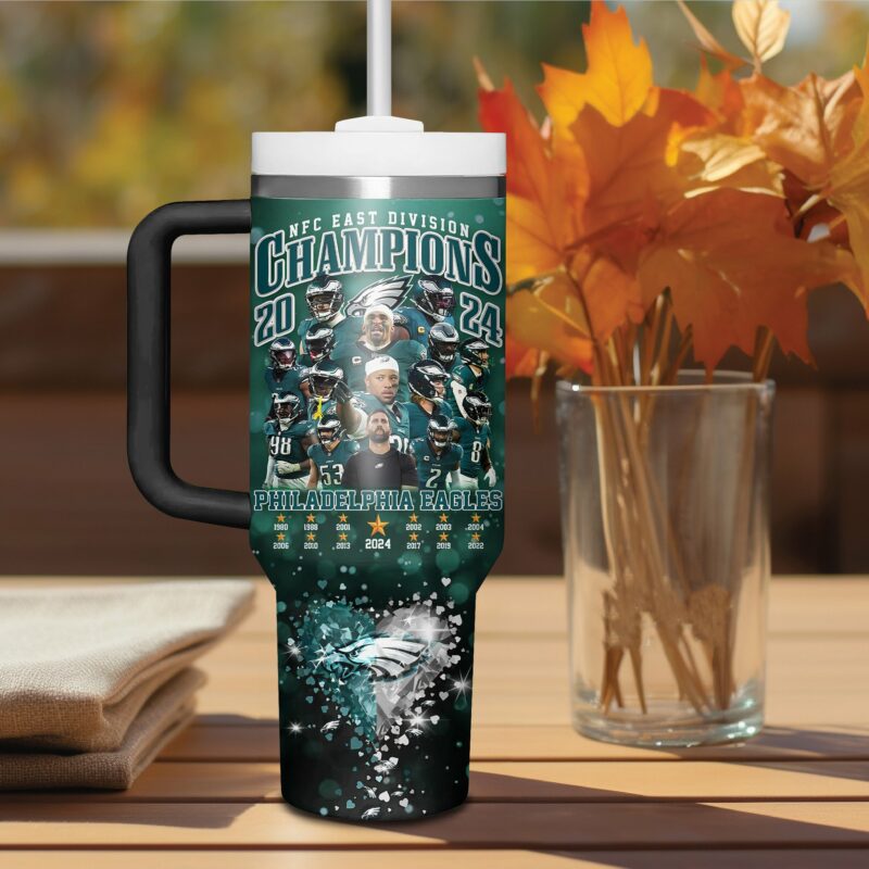 Philadelphia Eagles NFL Sports Custom Stanley Quencher 40oz Stainless Steel Tumbler With Handle - Threewoofs - Image 4