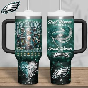 Philadelphia Eagles NFL Sports Custom Stanley Quencher 40oz Stainless Steel Tumbler With Handle - Threewoofs