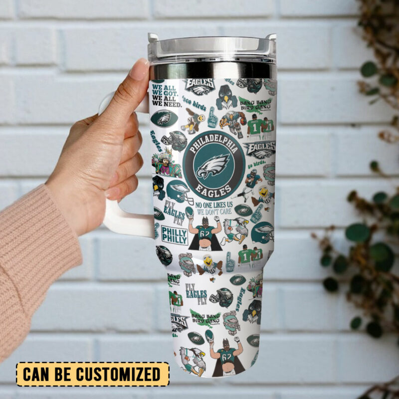 Philadelphia Eagles NFL Sports Custom Stanley Quencher 40oz Stainless Steel Tumbler With Handle - Threewoofs - Image 3