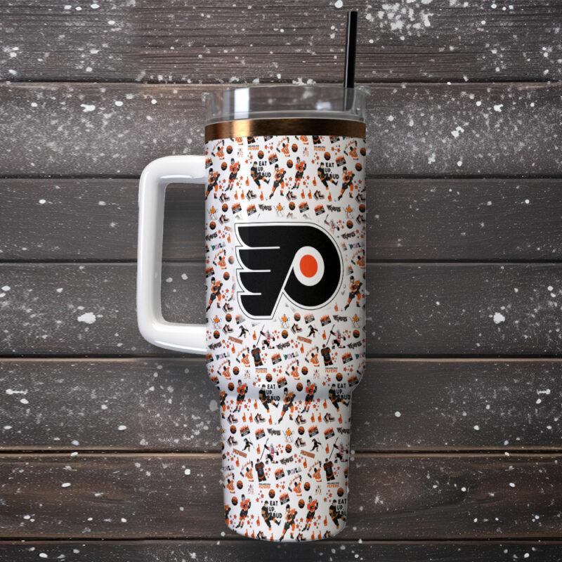 Philadelphia Flyers NHL Custom Stanley Quencher 40oz Stainless Steel Tumbler With Handle - Threewoofs - Image 2