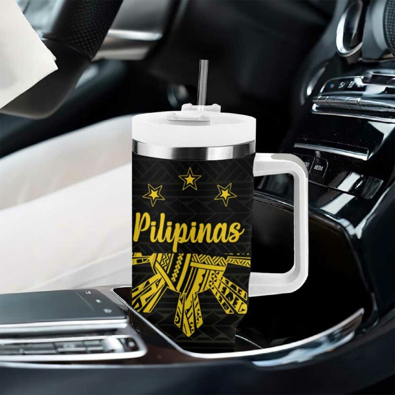 Philippines Eagle Barong Filipino Eight Rayed Gold Sun Custom Stanley Quencher 40oz Stainless Steel Tumbler With Handle - Threewoofs - Image 8