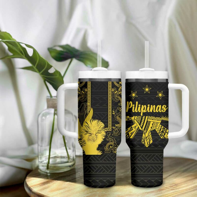 Philippines Eagle Barong Filipino Eight Rayed Gold Sun Custom Stanley Quencher 40oz Stainless Steel Tumbler With Handle - Threewoofs - Image 9