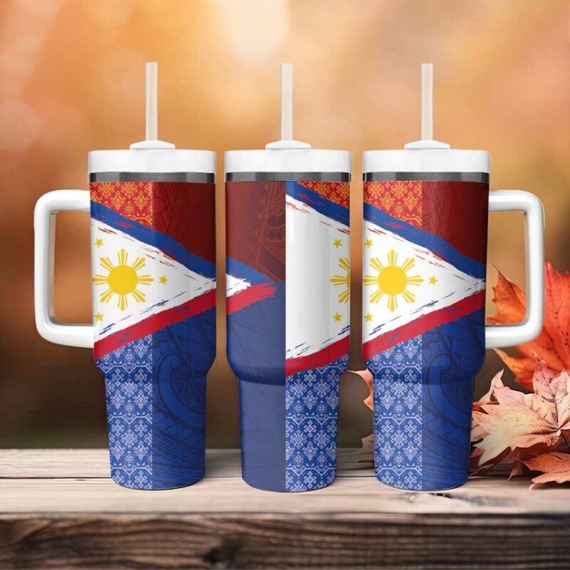 Philippines National Flag Day Custom Stanley Quencher 40oz Stainless Steel Tumbler With Handle - Threewoofs - Image 4