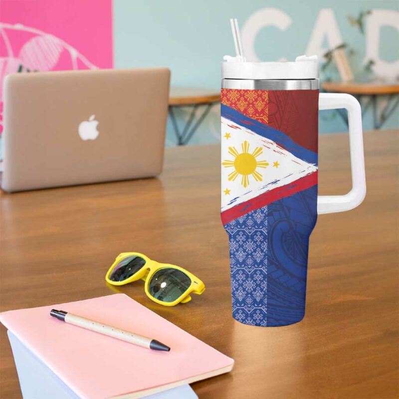 Philippines National Flag Day Custom Stanley Quencher 40oz Stainless Steel Tumbler With Handle - Threewoofs - Image 5