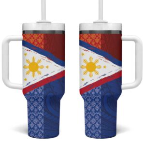 Philippines National Flag Day Custom Stanley Quencher 40oz Stainless Steel Tumbler With Handle - Threewoofs