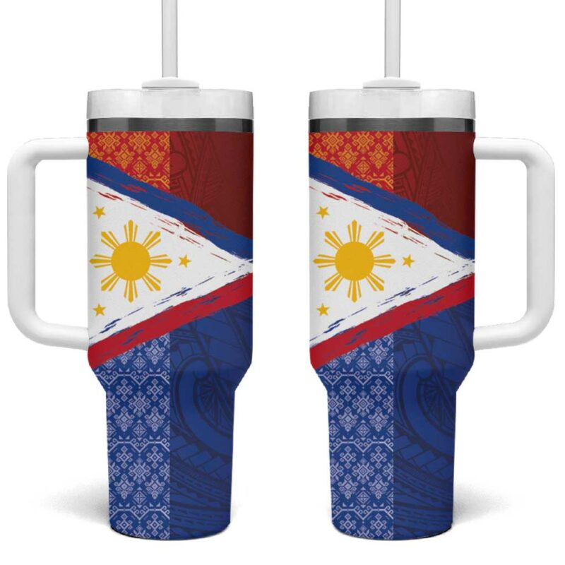 Philippines National Flag Day Custom Stanley Quencher 40oz Stainless Steel Tumbler With Handle - Threewoofs