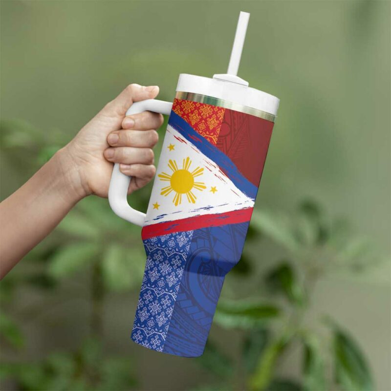 Philippines National Flag Day Custom Stanley Quencher 40oz Stainless Steel Tumbler With Handle - Threewoofs - Image 3
