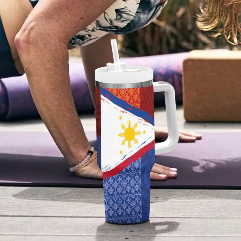 Philippines National Flag Day Custom Stanley Quencher 40oz Stainless Steel Tumbler With Handle - Threewoofs - Image 6