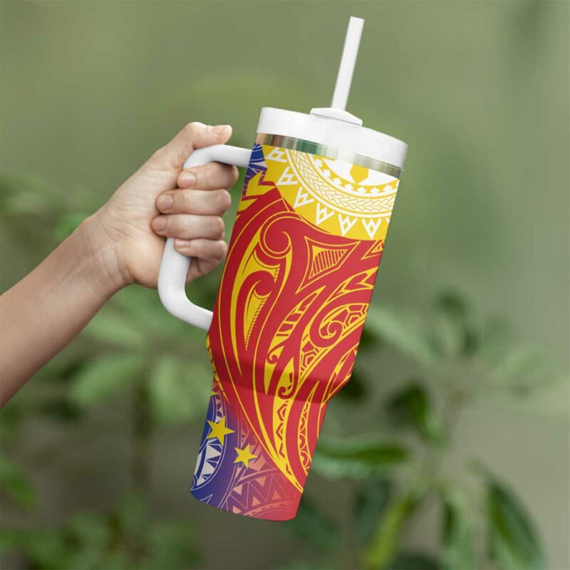Philippines Pilipinas Polynesian Custom Stanley Quencher 40oz Stainless Steel Tumbler With Handle - Threewoofs - Image 3