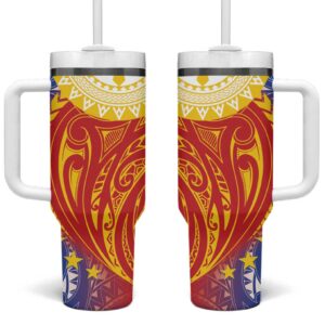 Philippines Pilipinas Polynesian Custom Stanley Quencher 40oz Stainless Steel Tumbler With Handle - Threewoofs