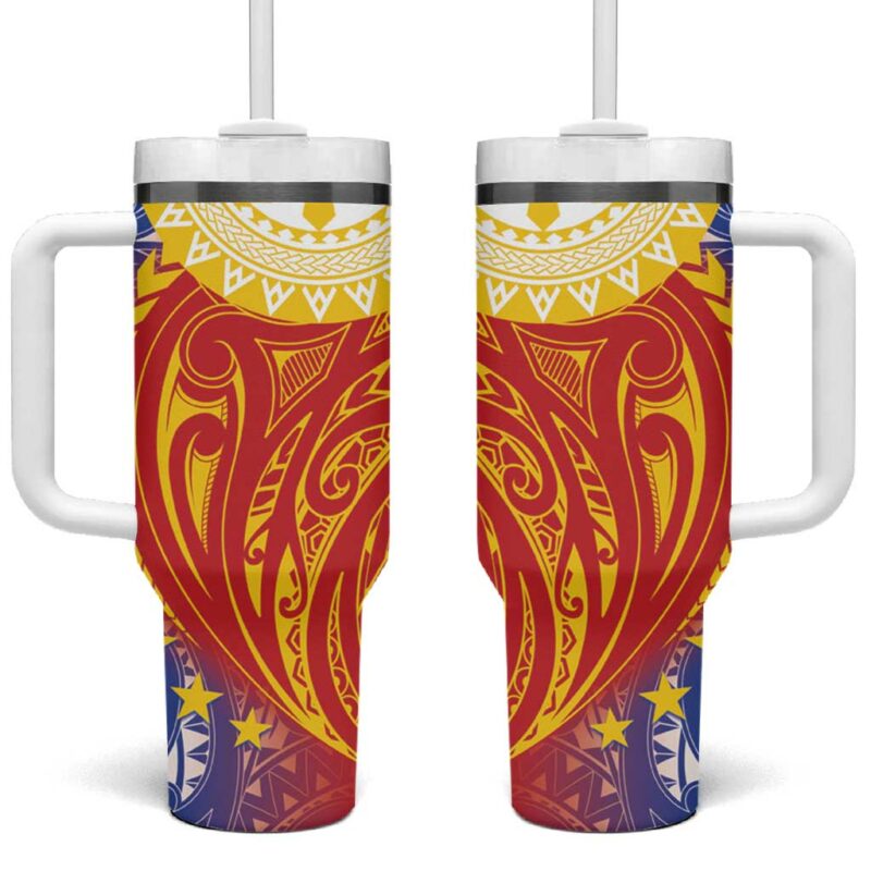 Philippines Pilipinas Polynesian Custom Stanley Quencher 40oz Stainless Steel Tumbler With Handle - Threewoofs