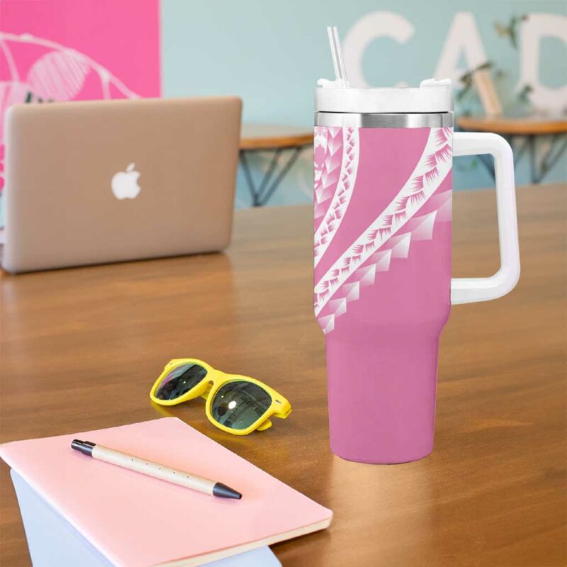 Pink Hawaiian Quilt Pattern Custom Stanley Quencher 40oz Stainless Steel Tumbler With Handle - Threewoofs - Image 5