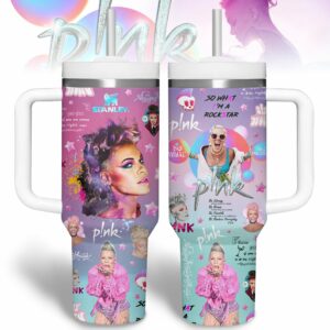 Pink Music Custom Stanley Quencher 40oz Stainless Steel Tumbler With Handle - Threewoofs