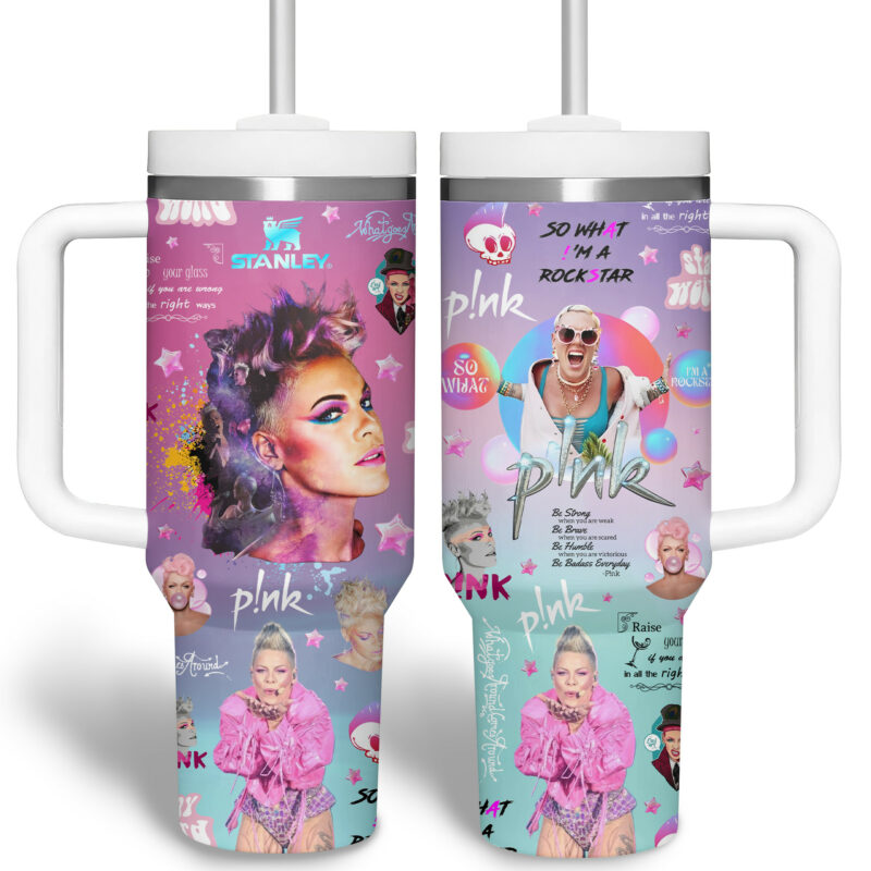 Pink Music Custom Stanley Quencher 40oz Stainless Steel Tumbler With Handle - Threewoofs - Image 6