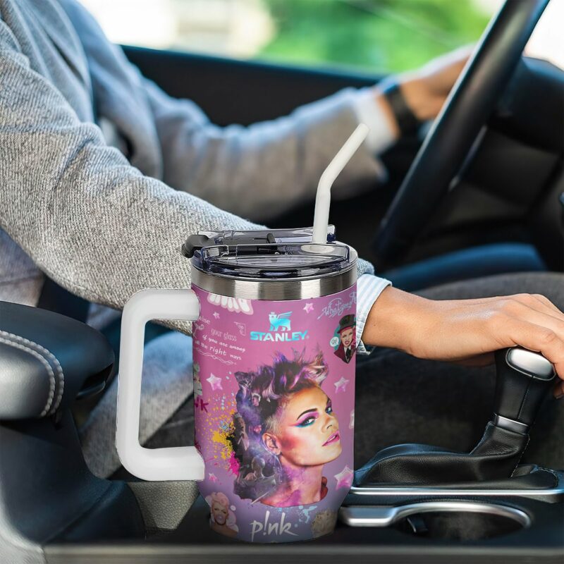 Pink Music Custom Stanley Quencher 40oz Stainless Steel Tumbler With Handle - Threewoofs - Image 3