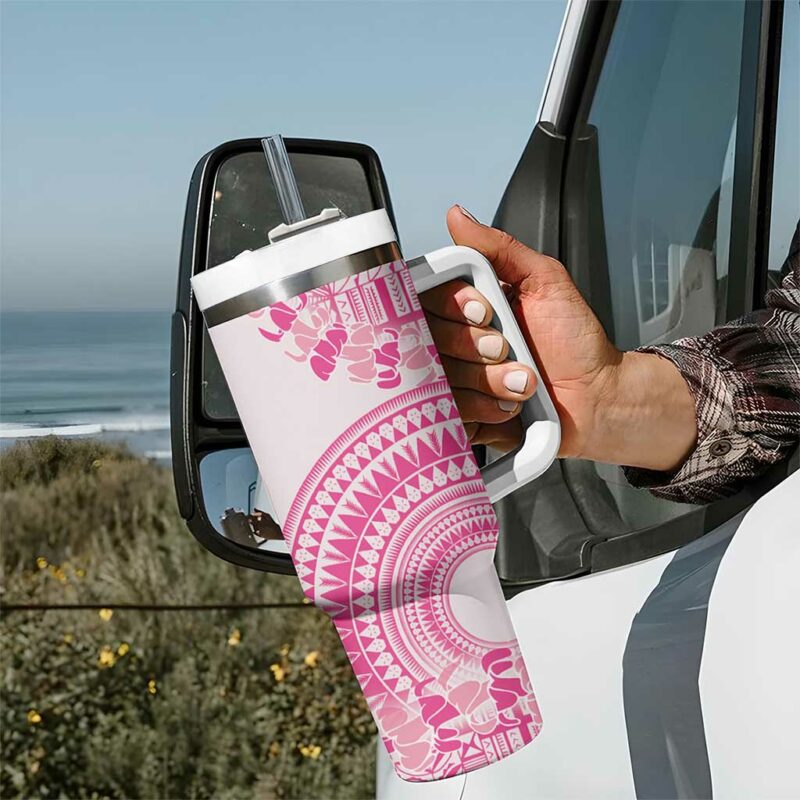 Pink Niue Language Week The Rock Coconut Crab Siapo Custom Stanley Quencher 40oz Stainless Steel Tumbler With Handle - Threewoofs - Image 7