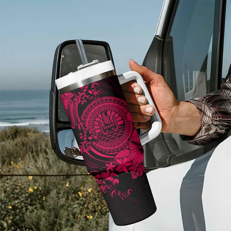 Pink Polynesian Tahiti Island The Wave of Water Custom Stanley Quencher 40oz Stainless Steel Tumbler With Handle - Threewoofs - Image 7