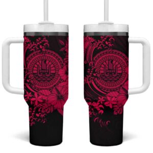 Pink Polynesian Tahiti Island The Wave of Water Custom Stanley Quencher 40oz Stainless Steel Tumbler With Handle - Threewoofs