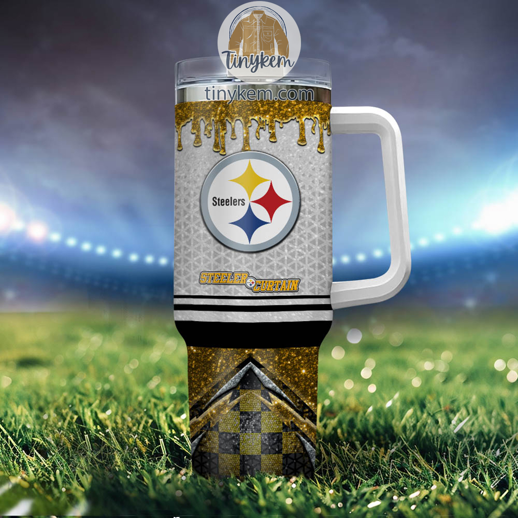 Personalized Steelers Tumbler with Handle - Custom Name Gift for Fans - Image 4