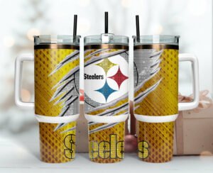 Pittsburgh Steelers NFL Custom Stanley Quencher 40oz Stainless Steel Tumbler With Handle - Threewoofs