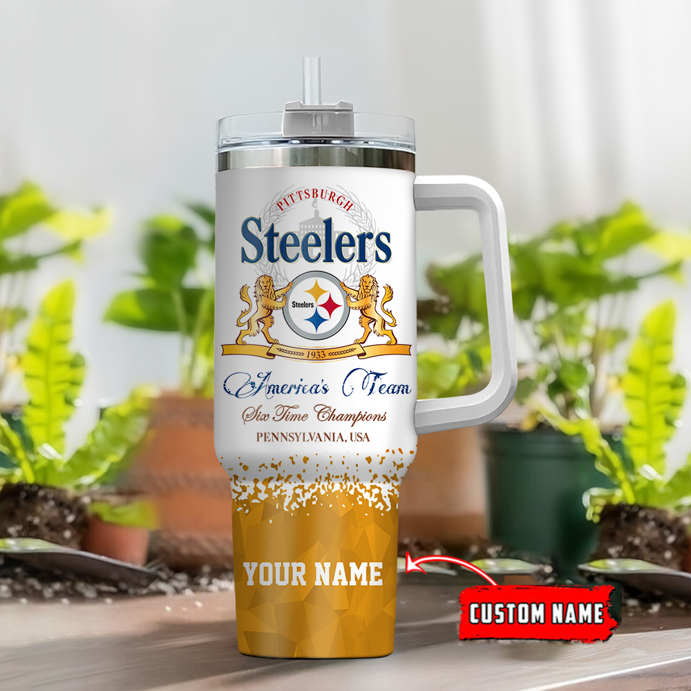 Custom Pittsburgh Steelers Tumbler with Handle - Personalized Fan Gift - Image 2